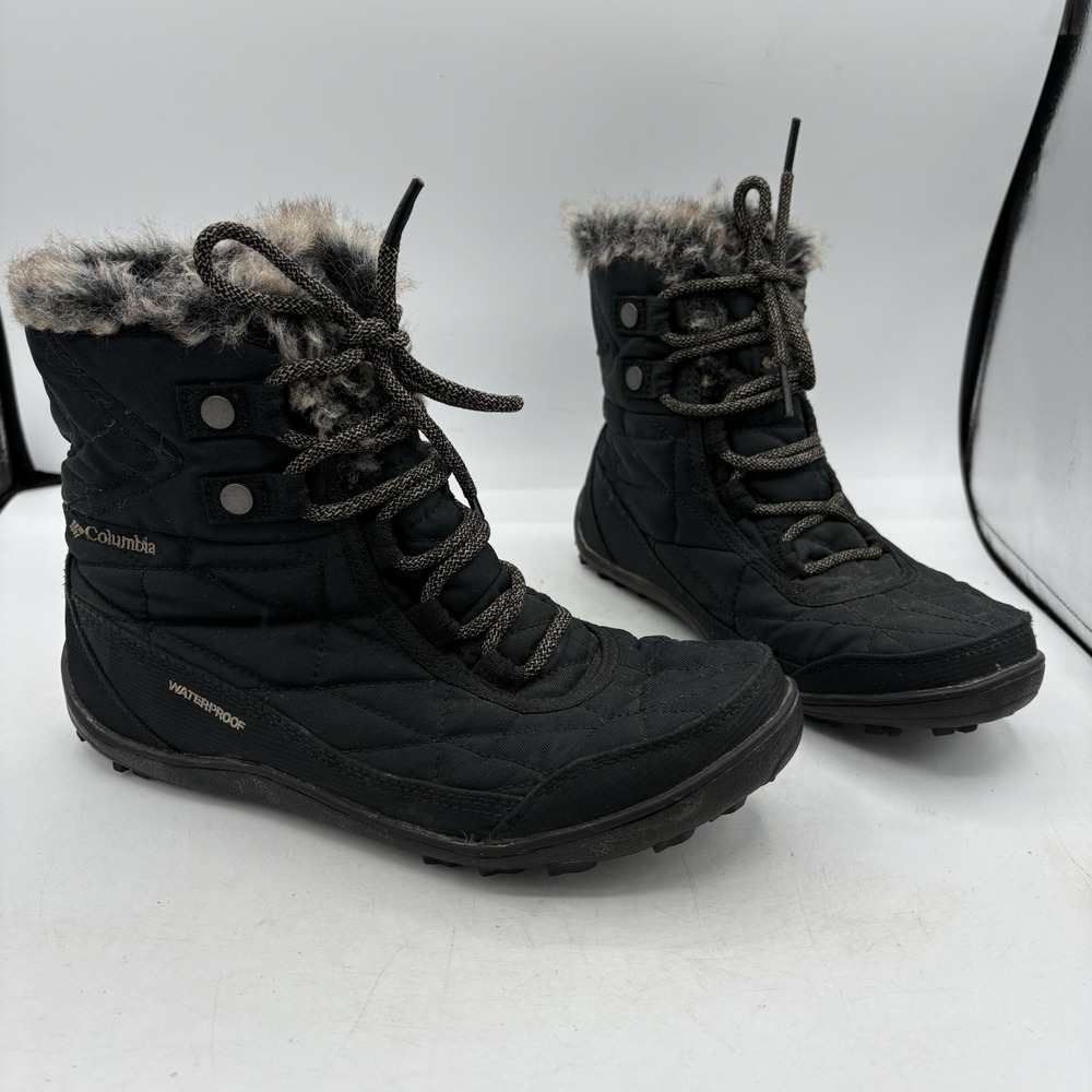 Columbia Snow Boots Womens Size 7.5 Minx Shorty III Black Waterproof Omni Grip